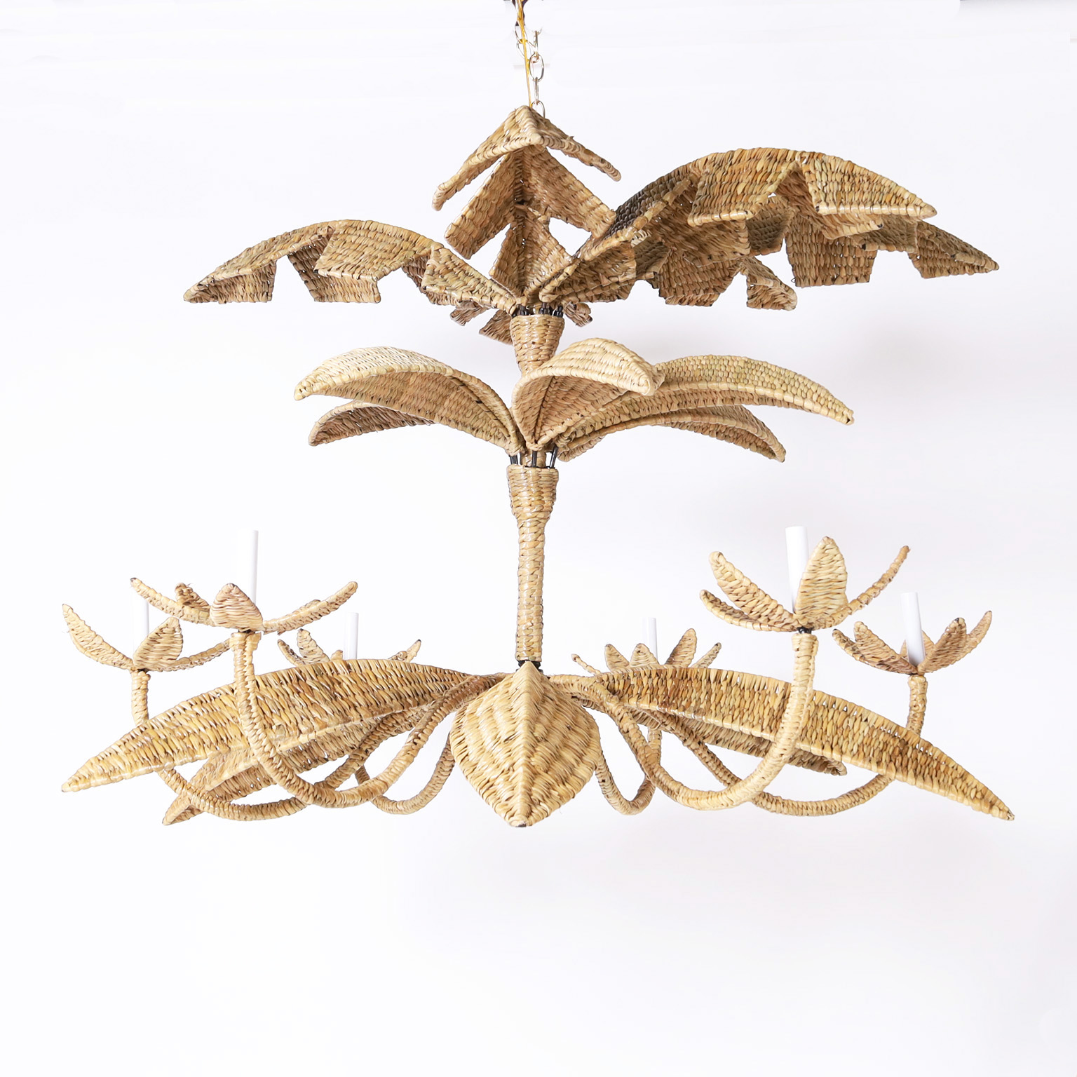 Wicker Palm Leaf Chandelier From The F. S. Flores Collection