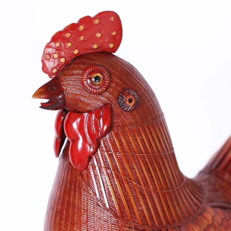 Mid Century Chinese Wicker Rooster