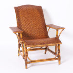 British Colonial Style Bamboo and Rattan Chair and Ottoman