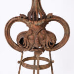 Antique French Art Nouveau Iron Palm Plant Sculpture on Stand