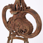 Antique French Art Nouveau Iron Palm Plant Sculpture on Stand