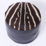 Mid Century Zebra Hide and Leather Foot Stool or Hassock